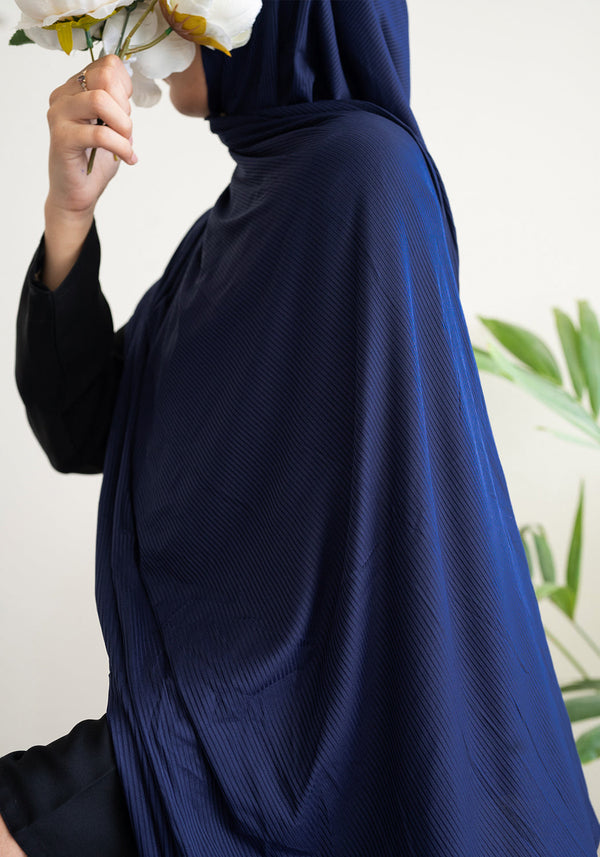 Navy Ribbed Jersey Hijab