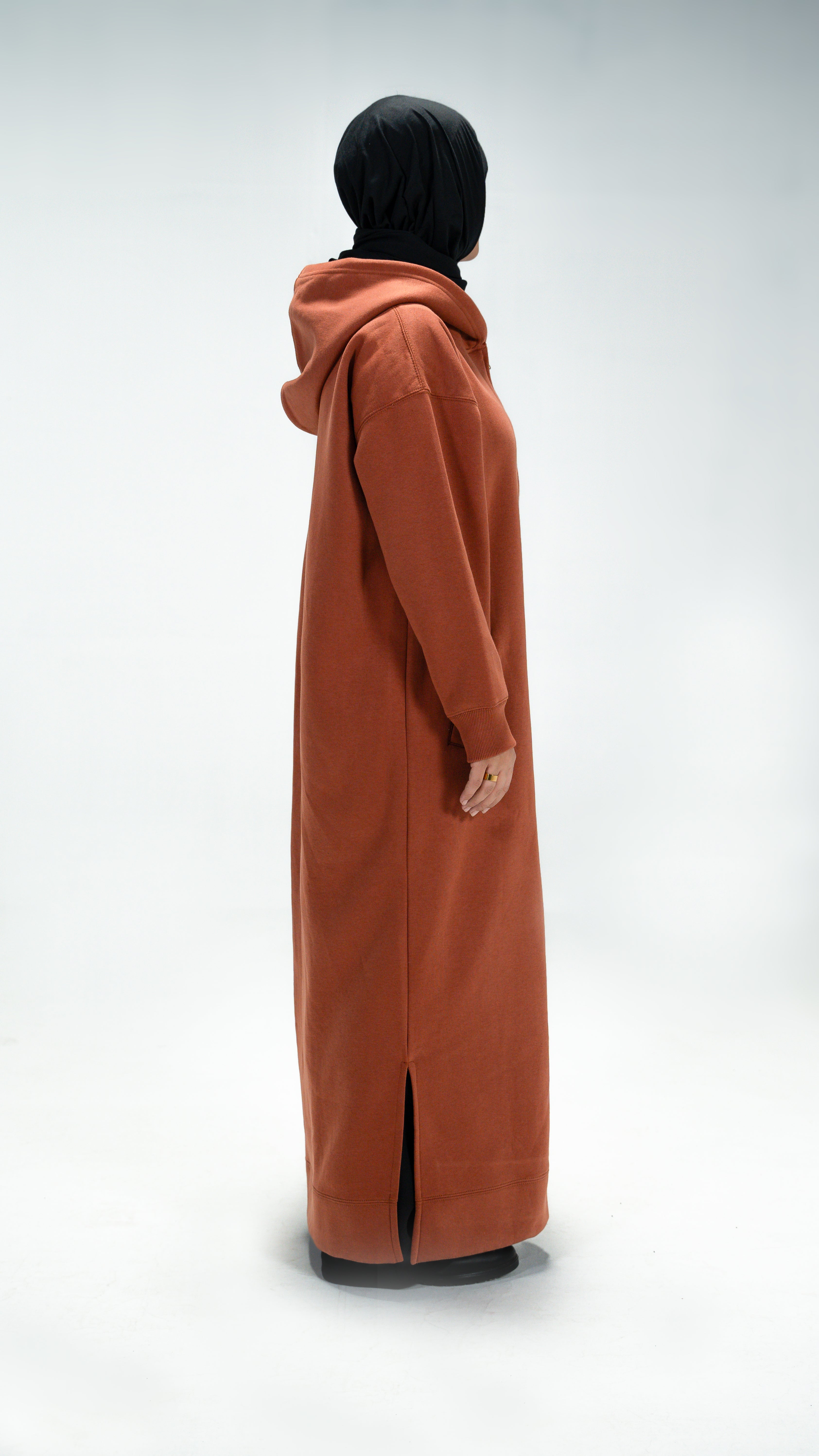 Cinnamon Zipper Hoodie Abaya