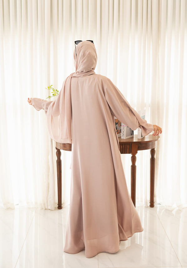 Pastel Beige Statement Sleeve Abaya