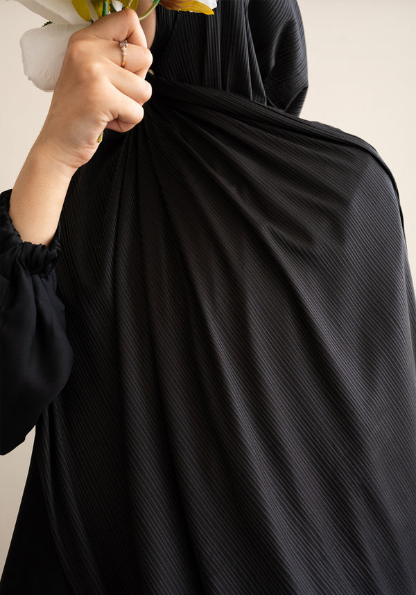 Black Ribbed Jersey Hijab