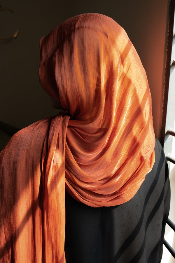 Rust Organza Silk Hijab