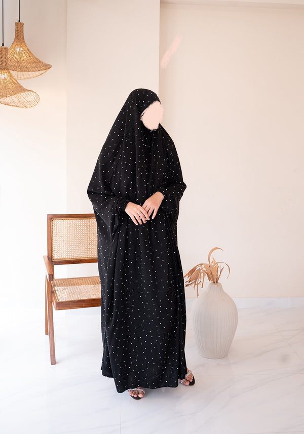 Black Polka Dot Prayer Jilbab