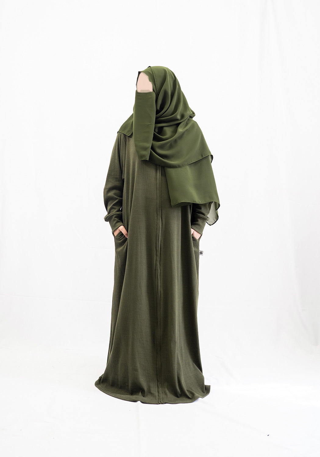 Olive Knit Abaya Dress