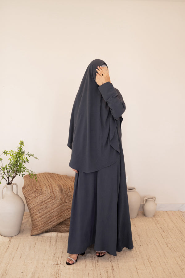 Grey Abaya & Khimar Set