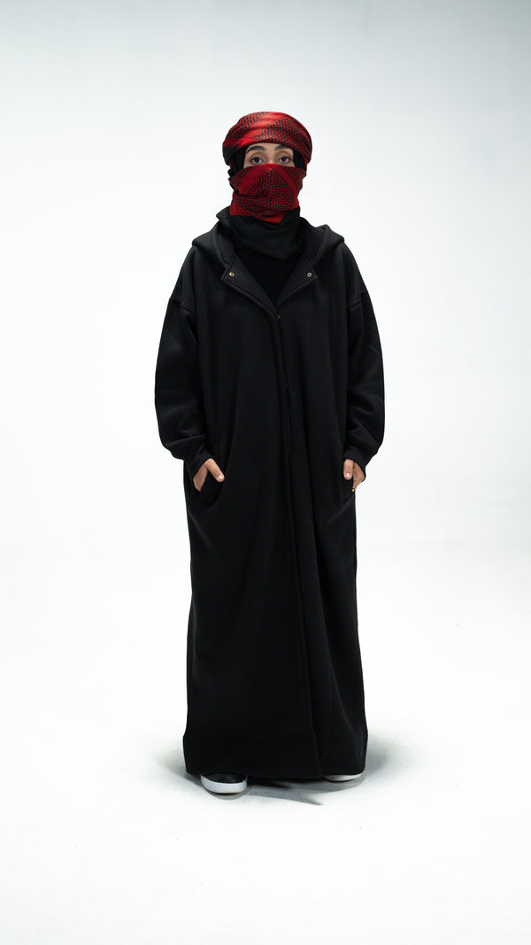 Black Trench Hoodie Abaya