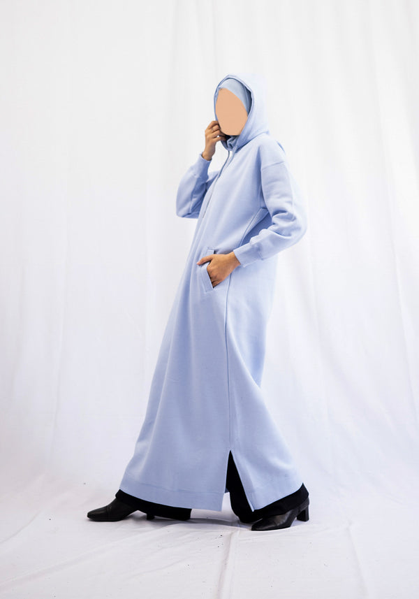 Sky Blue Hoodie Abaya