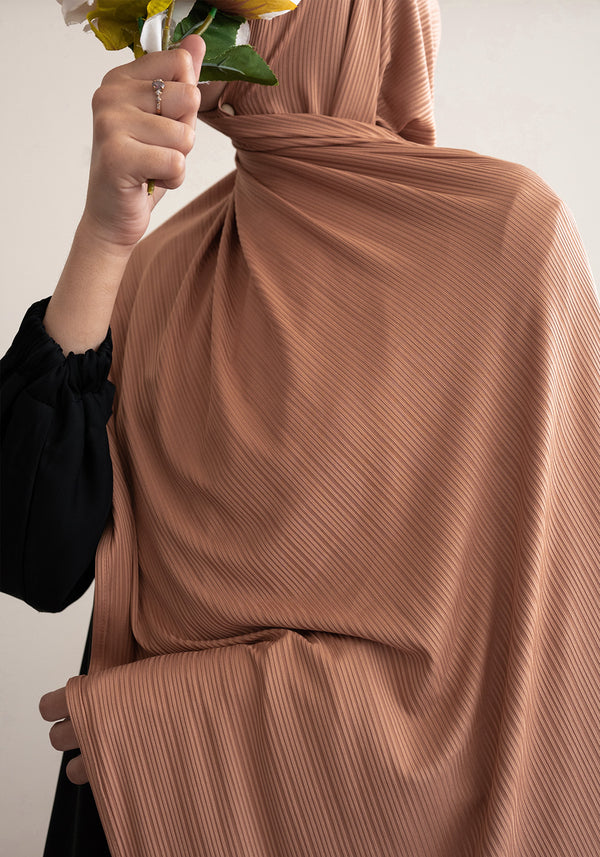 Peach Brown Ribbed Jersey Hijab