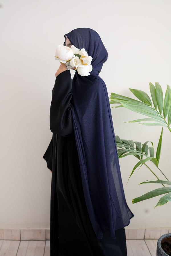 Navy Crushed Jersey Hijab