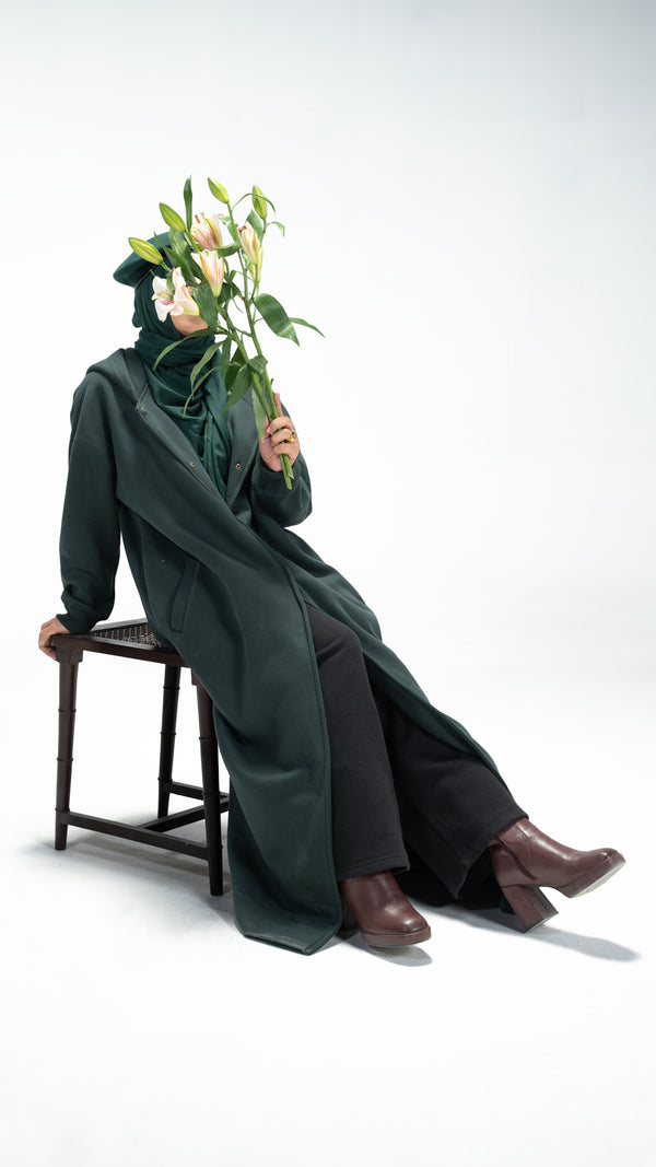 Emerald Trench Hoodie Abaya