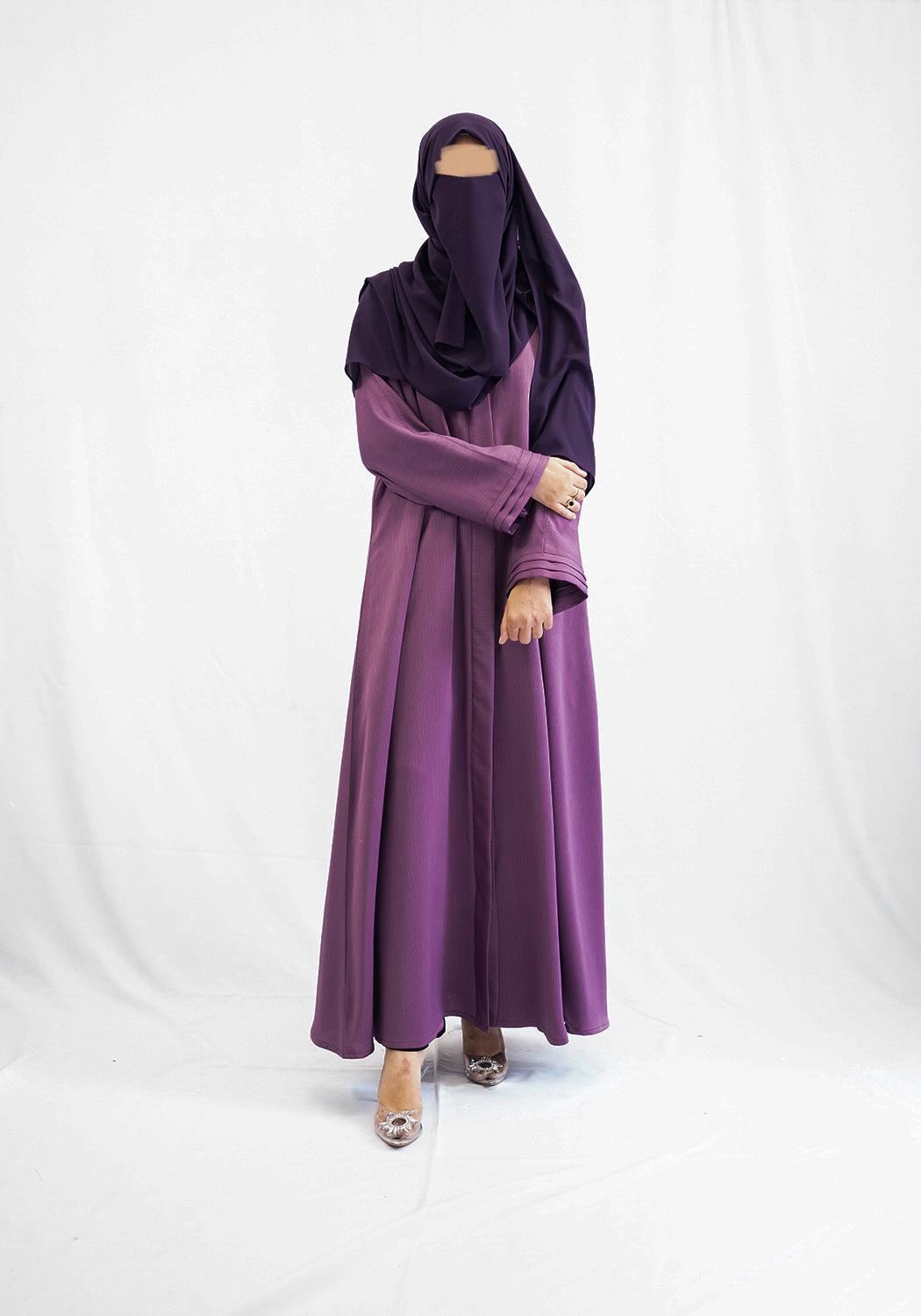 Premium Textured Abaya - Dark Lilac