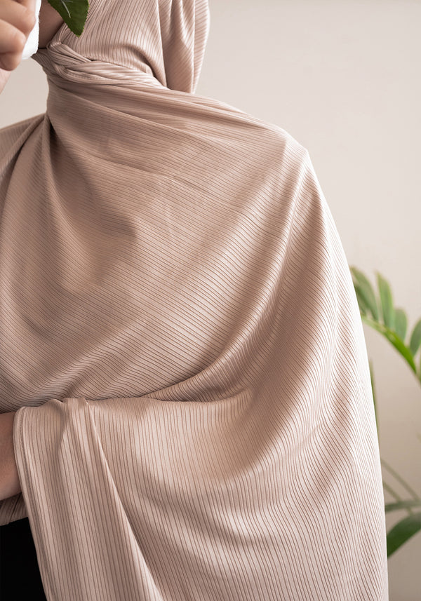 Cream Beige Ribbed Jersey Hijab