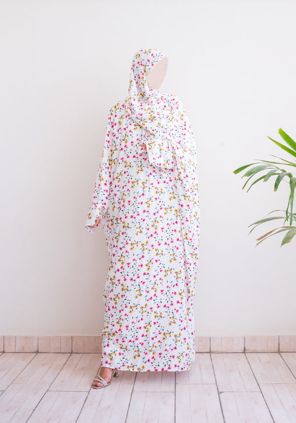 Off-White Floral Prayer Dress