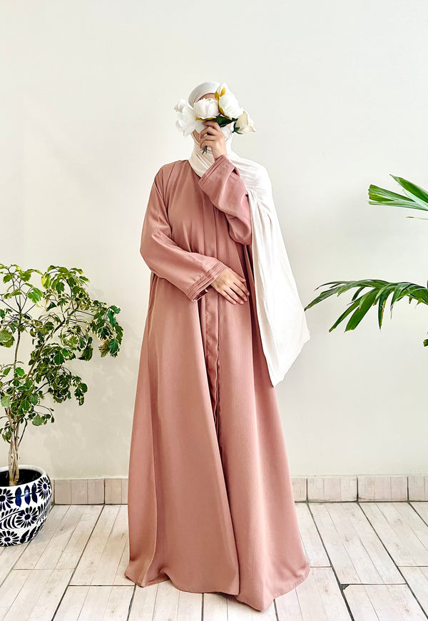 Rose Gold Zoom Textured Abaya