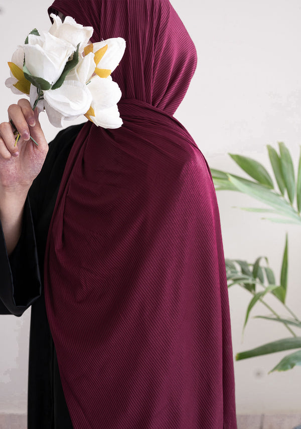 Maroon Ribbed Jersey Hijab