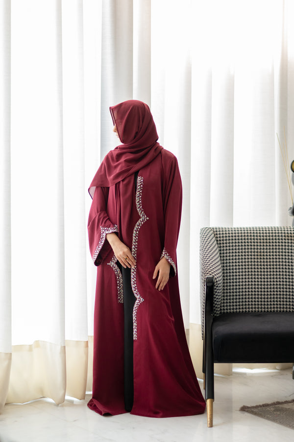 Noura Abaya Set - Maroon