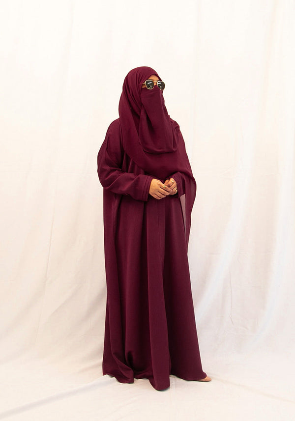 Maroon Zoom Textured Abaya