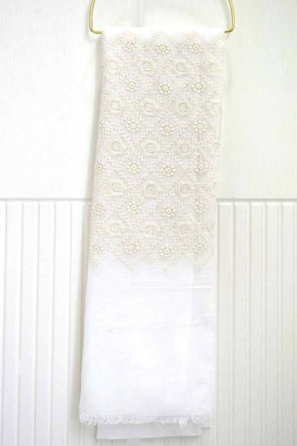 White - Grace Embroidered Hijab