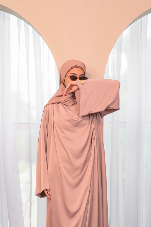 Draped Abaya Dress - Ivory Beige