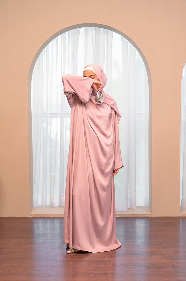 Draped Abaya Dress - Blush Pink