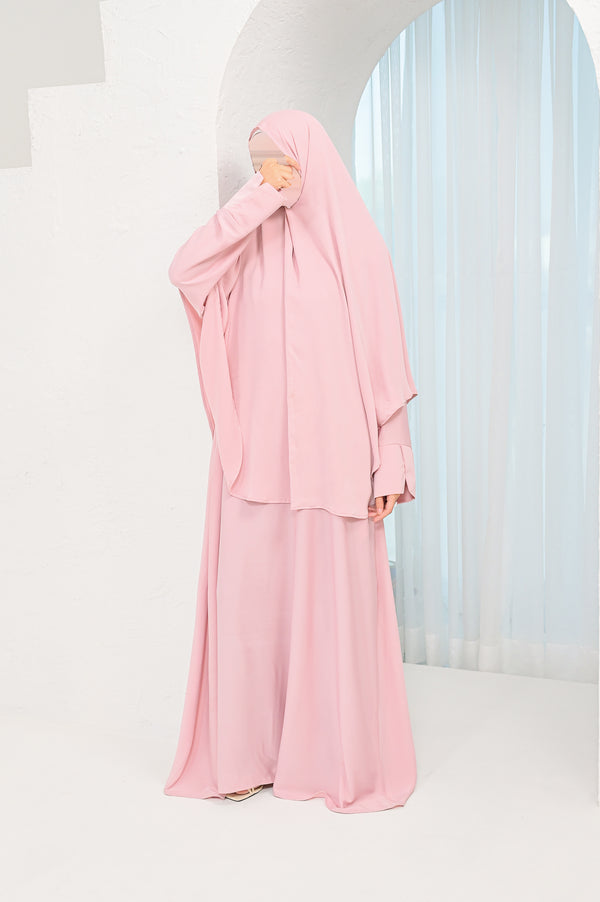 Pink Abaya & Khimar Set