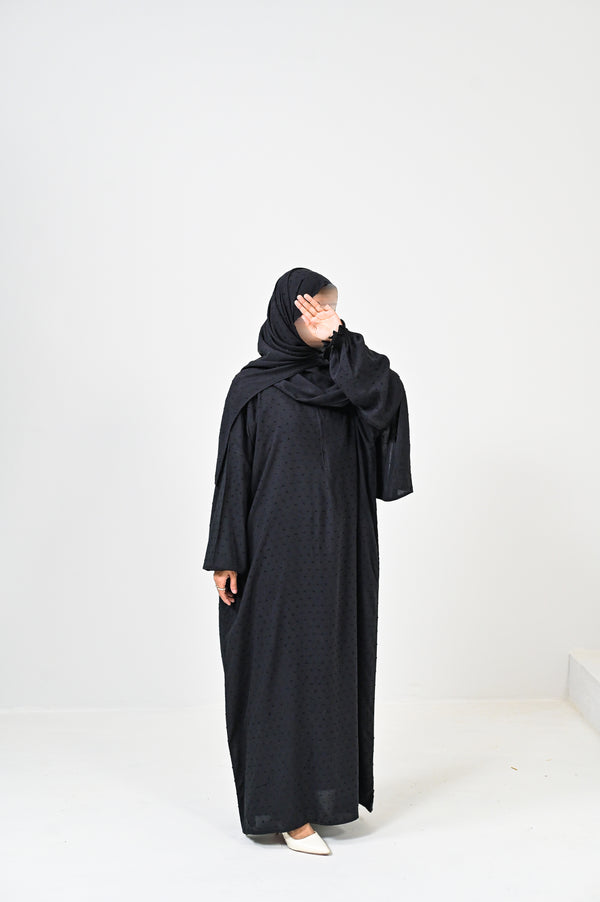 Black Self-Textured Prayer Dress