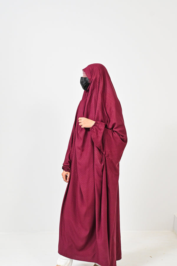 Maroon Checkered Prayer Jilbab