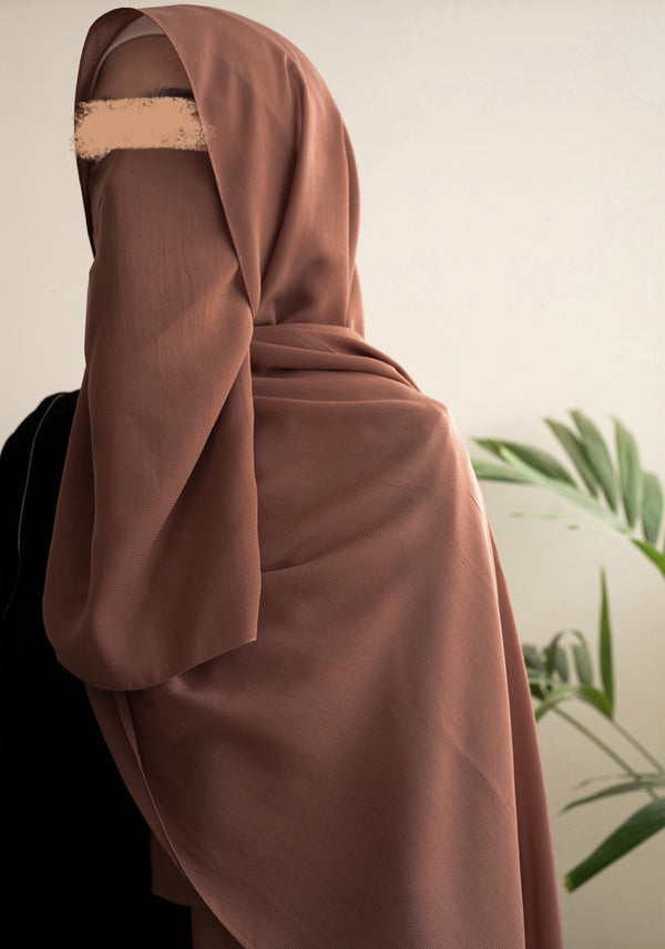 Coral Brown Hijab & Niqab Set