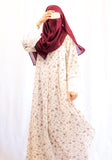 White Floral Abaya