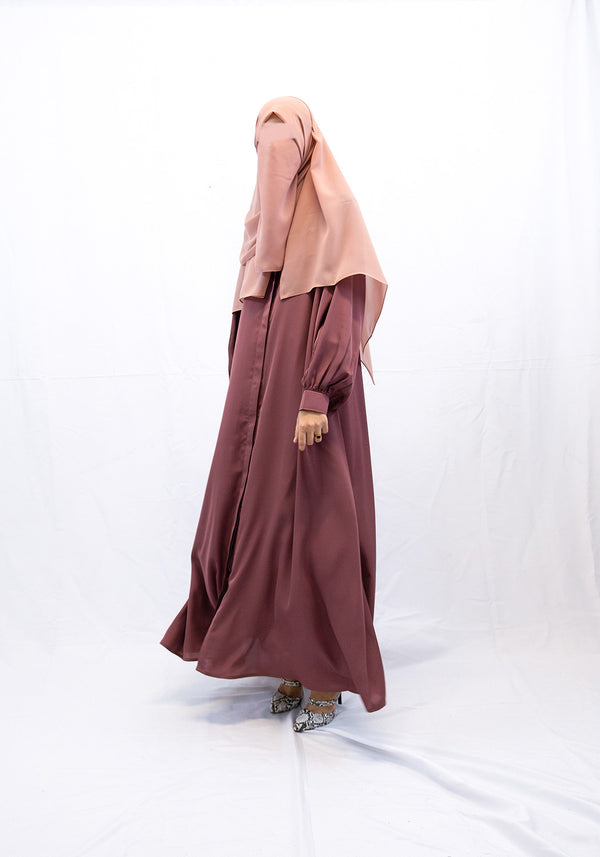 Cuffed Up Abaya - Mauve Pink