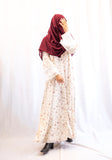 White Floral Abaya