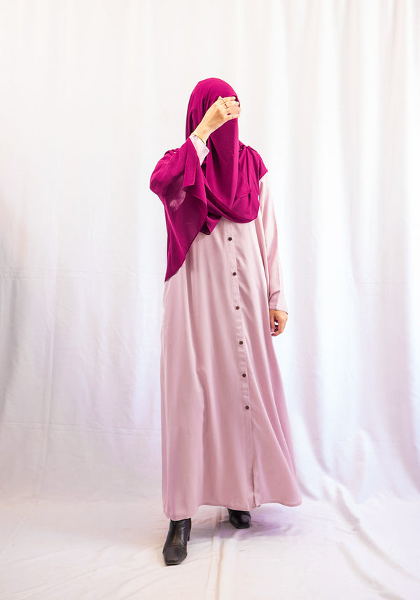 Vital Button Down Abaya - Baby Pink