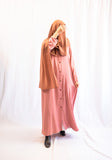 Vital Button Down Abaya - Peachy Pink