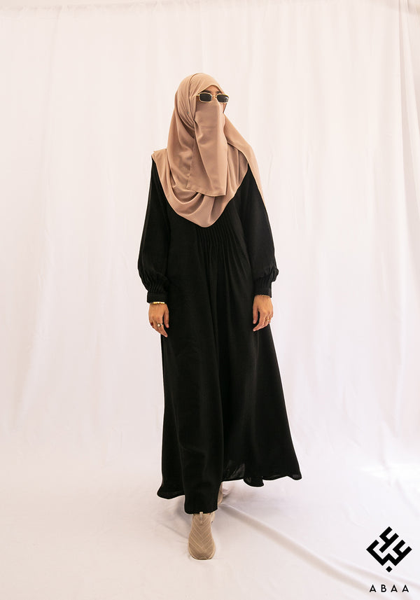 Pleated Everyday Abaya - Black