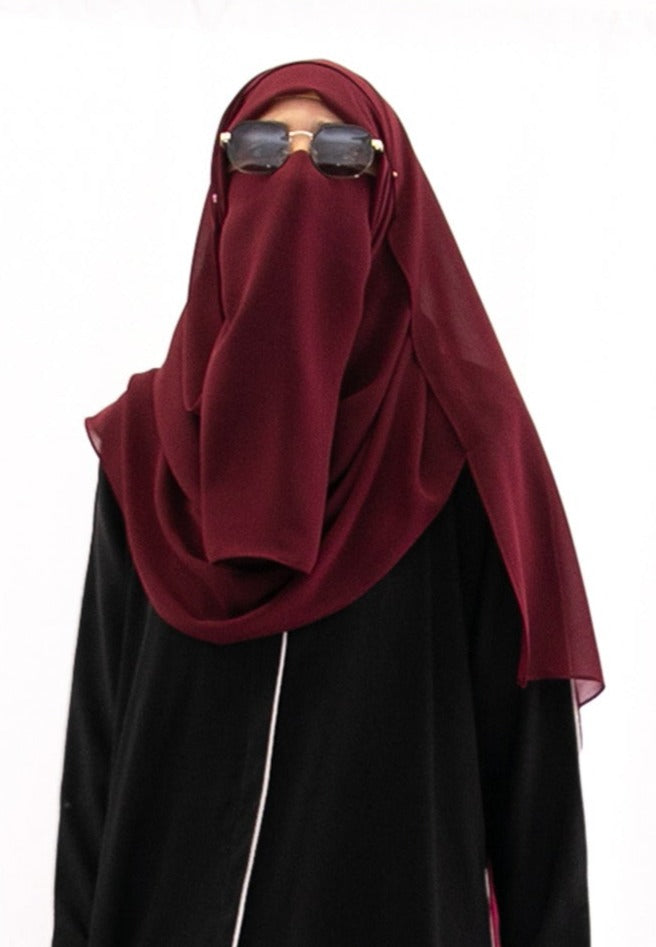 Maroon Hijab & Niqab Set