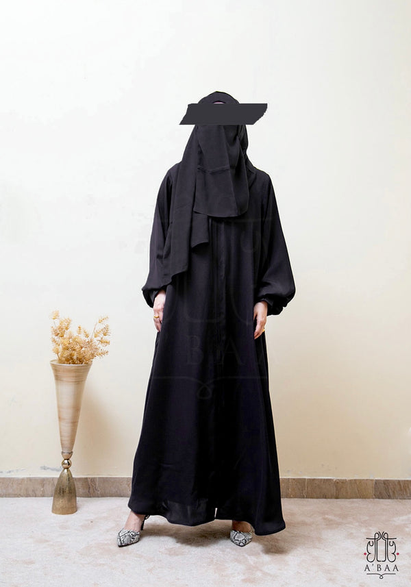 Zipper Abaya - Black